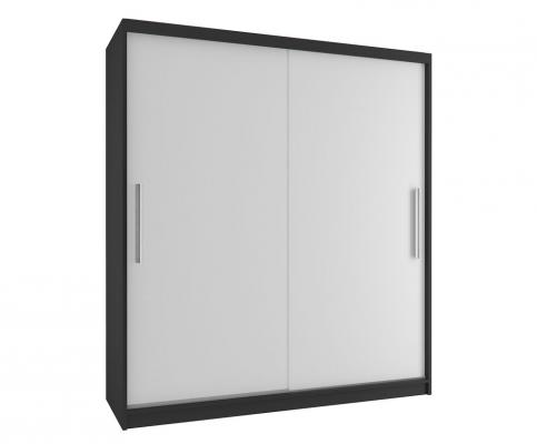 Velká šatní skříň TIMPAS 158 cm s posuvnými dveřmi ČERNÁ/BÍLÁ